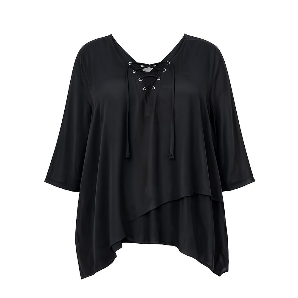 Avenue 3/4 Sleeve V-Neck Tie Tunic Blouse – Size 26/28